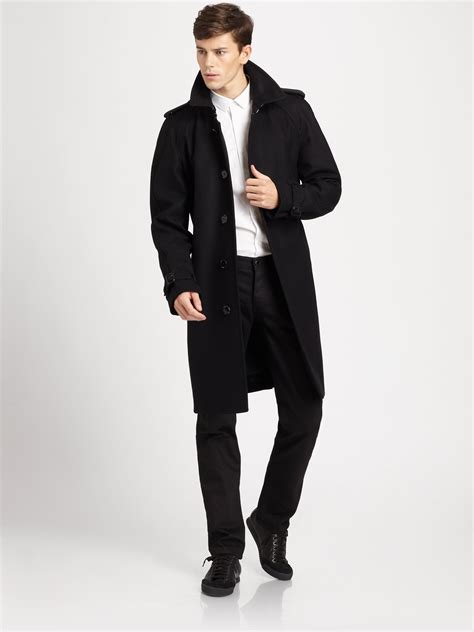 burberry single breasted wool coat.